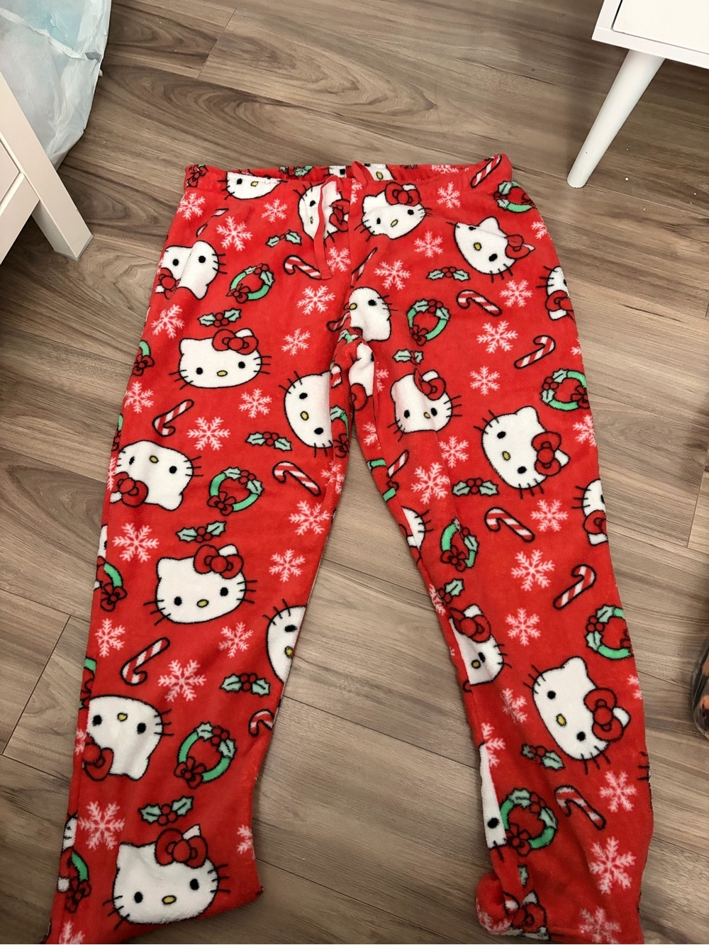 Hello Kitty Red Plush Lounge Pants with White & Black Accents